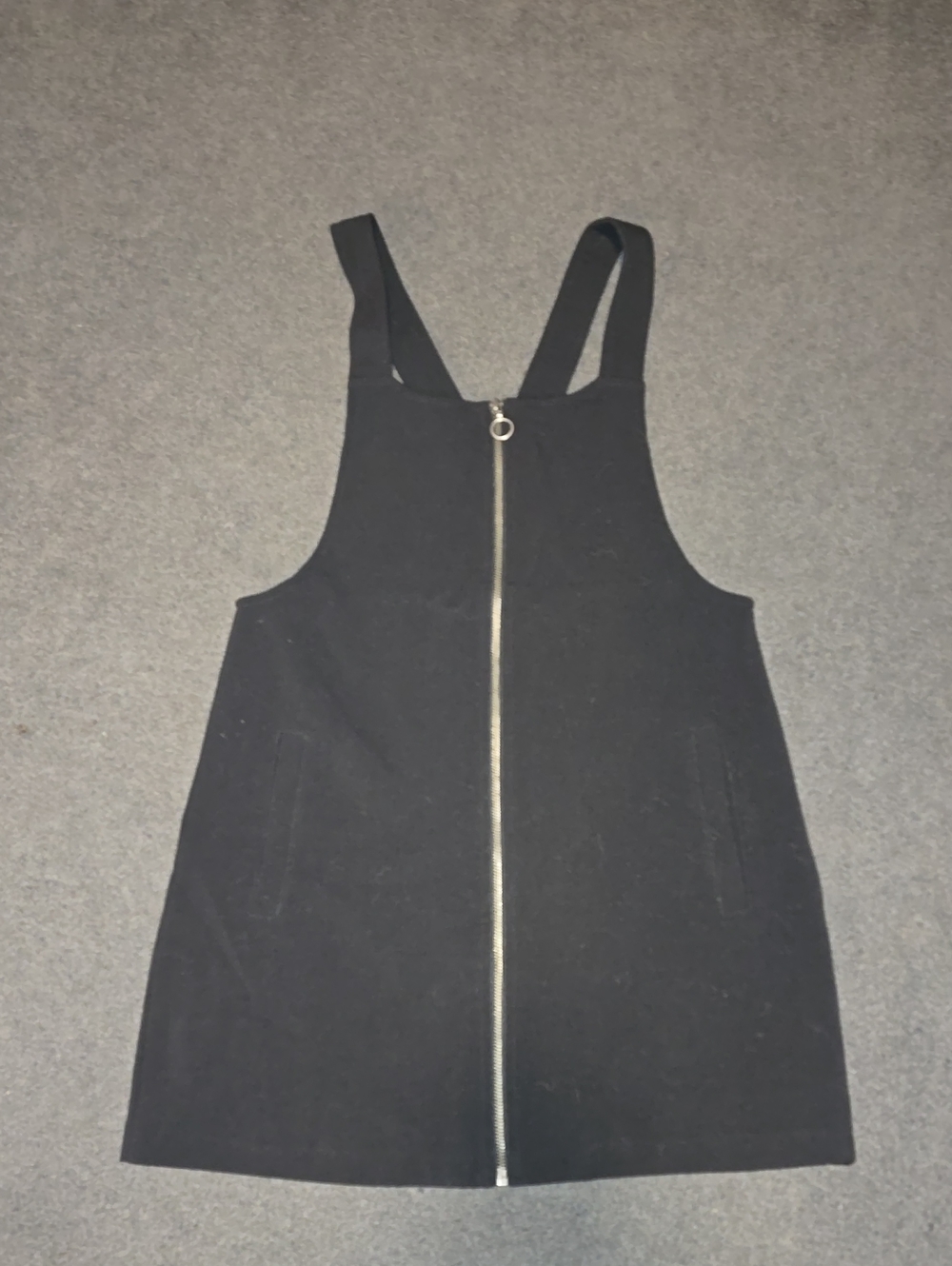 Forever 21 Black Zip-Front Pinafore Mini Dress